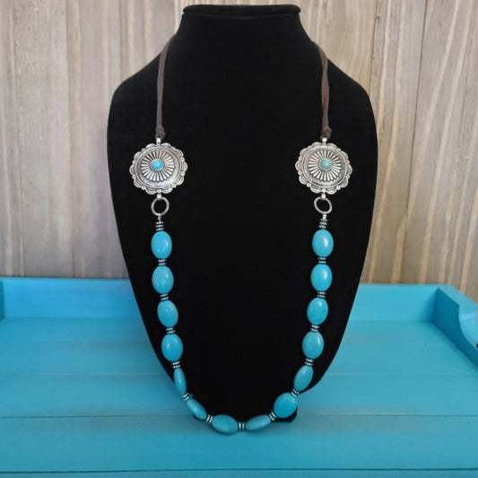 Western Concho Semi Stone Necklace