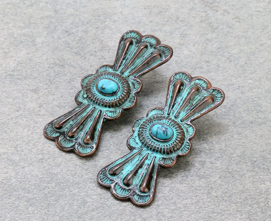 Western Concho Stud Earrings