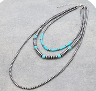 3 Row Navajo Style Pearl Necklace