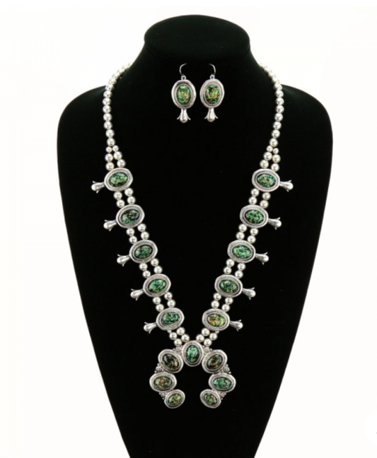 Western Navajo Style Squash Blossom Necklace Set