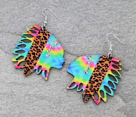 Western Native American Inspired Wooden Dangle Earrings