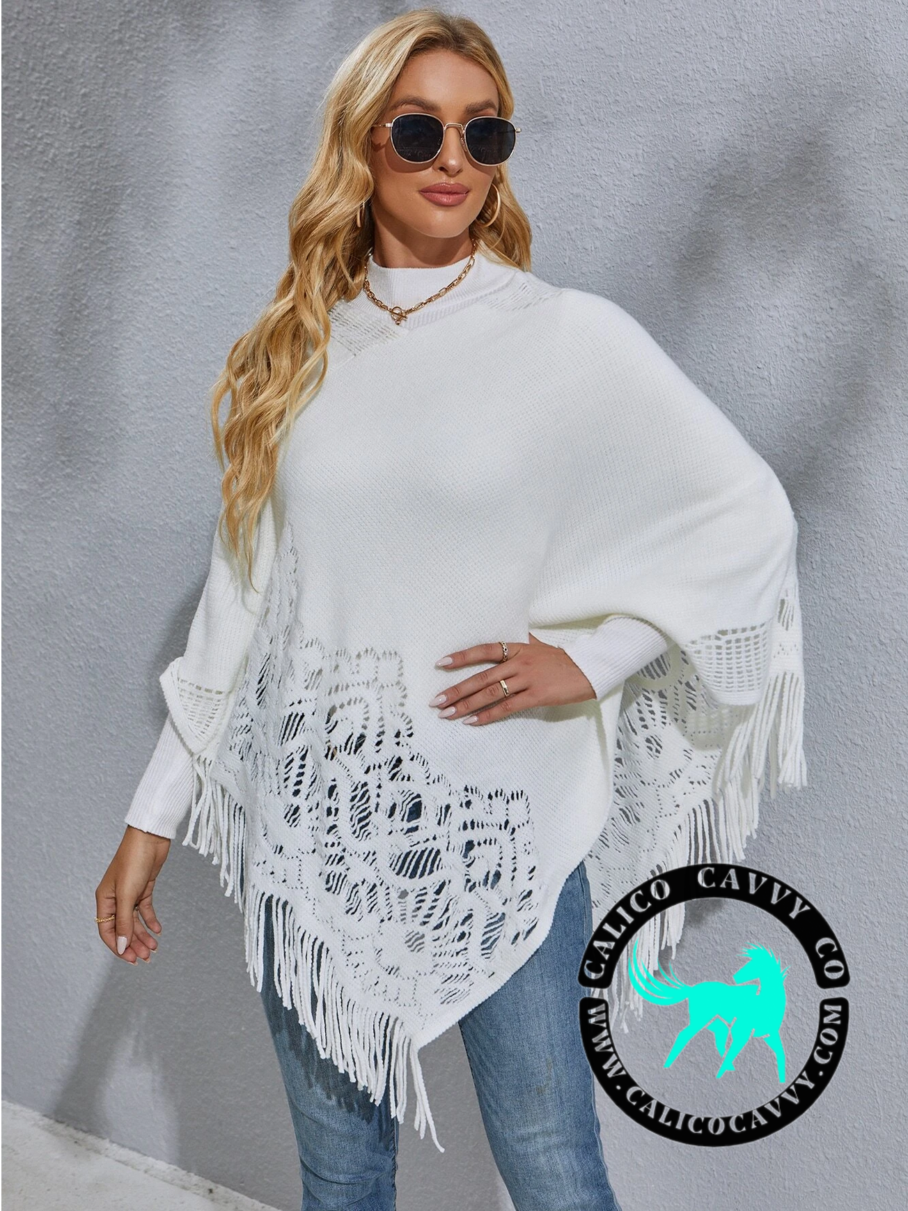 Gambler White Lace Poncho