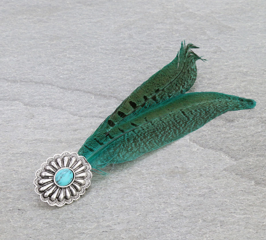 6″ Feather & Concho Hat Pin