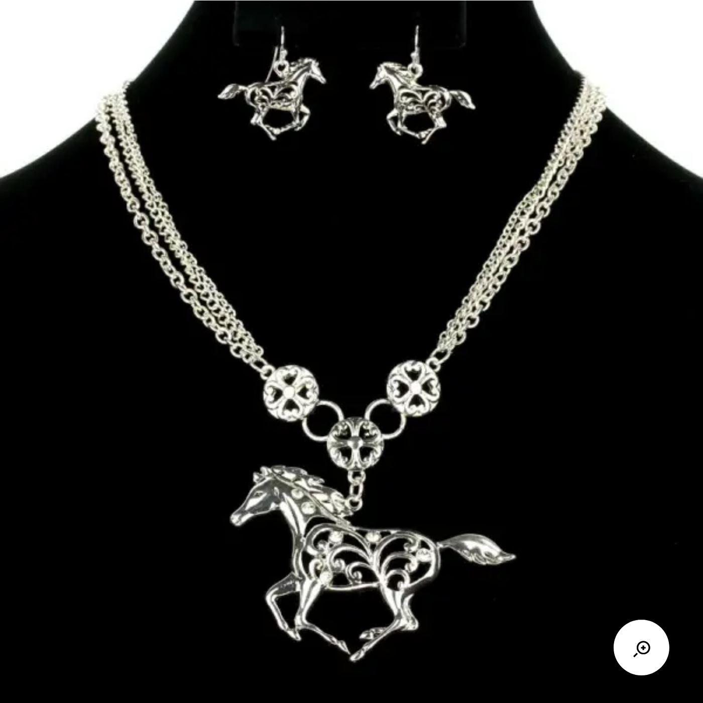 Filigree Cut Horse Necklace Set