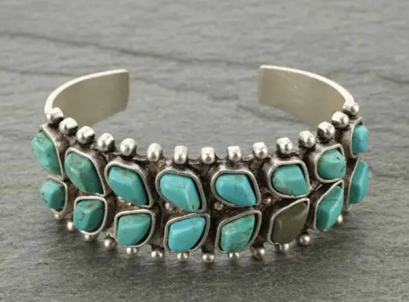 Natural Stone “C” Cuff Bracelet