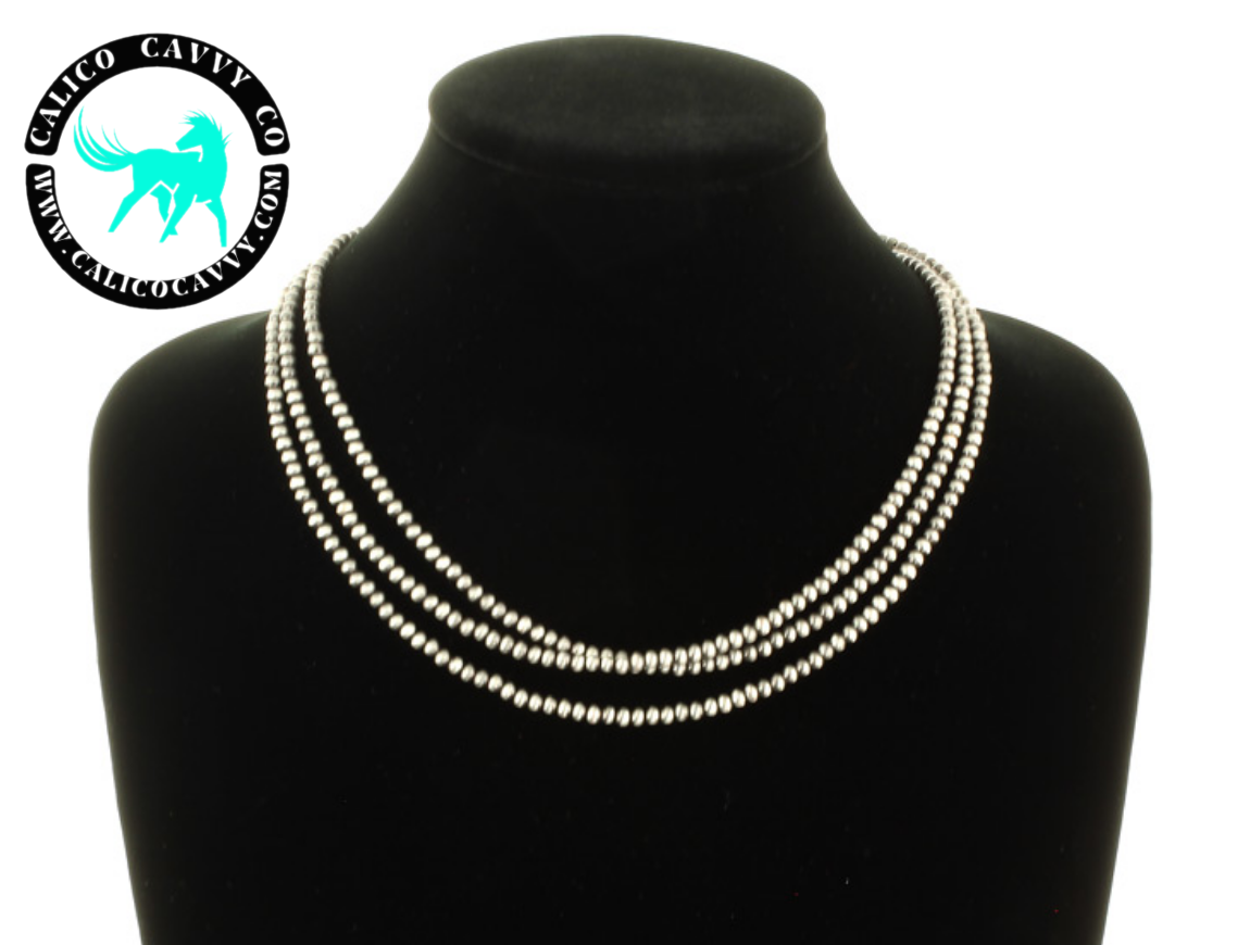 18″ Long Tiny 4mm Navajo Style Pearl Necklace