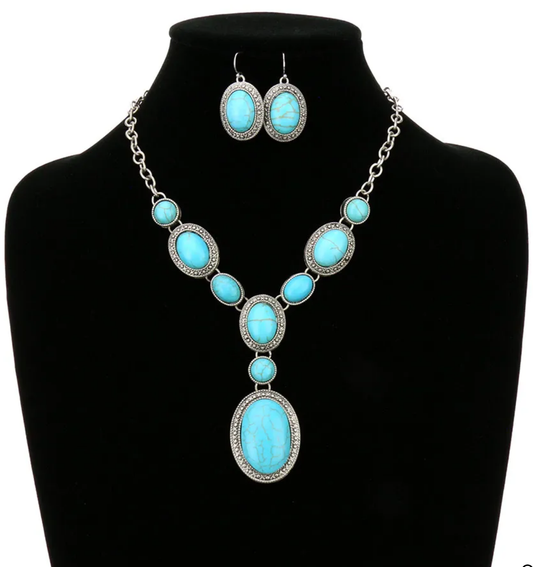 Western Stone Y Necklace Set