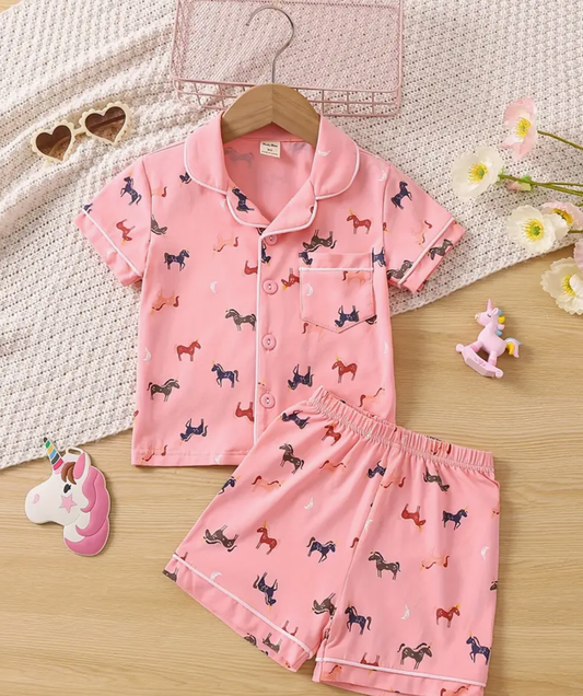 Pink Unicorn Pajama Short Set
