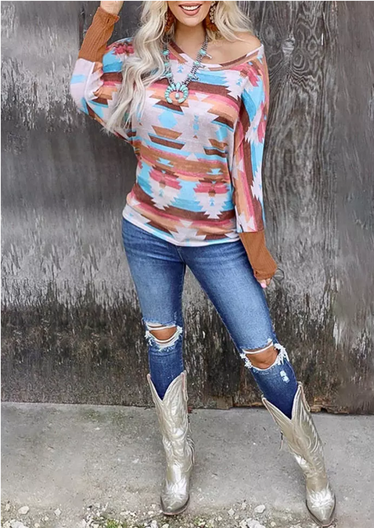 Aztec Long Sleeve Blouse