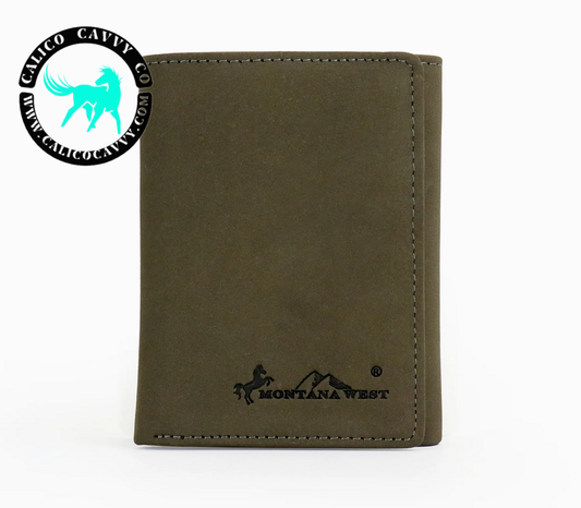Genuine Leather Men's Tri-Fold Wallet