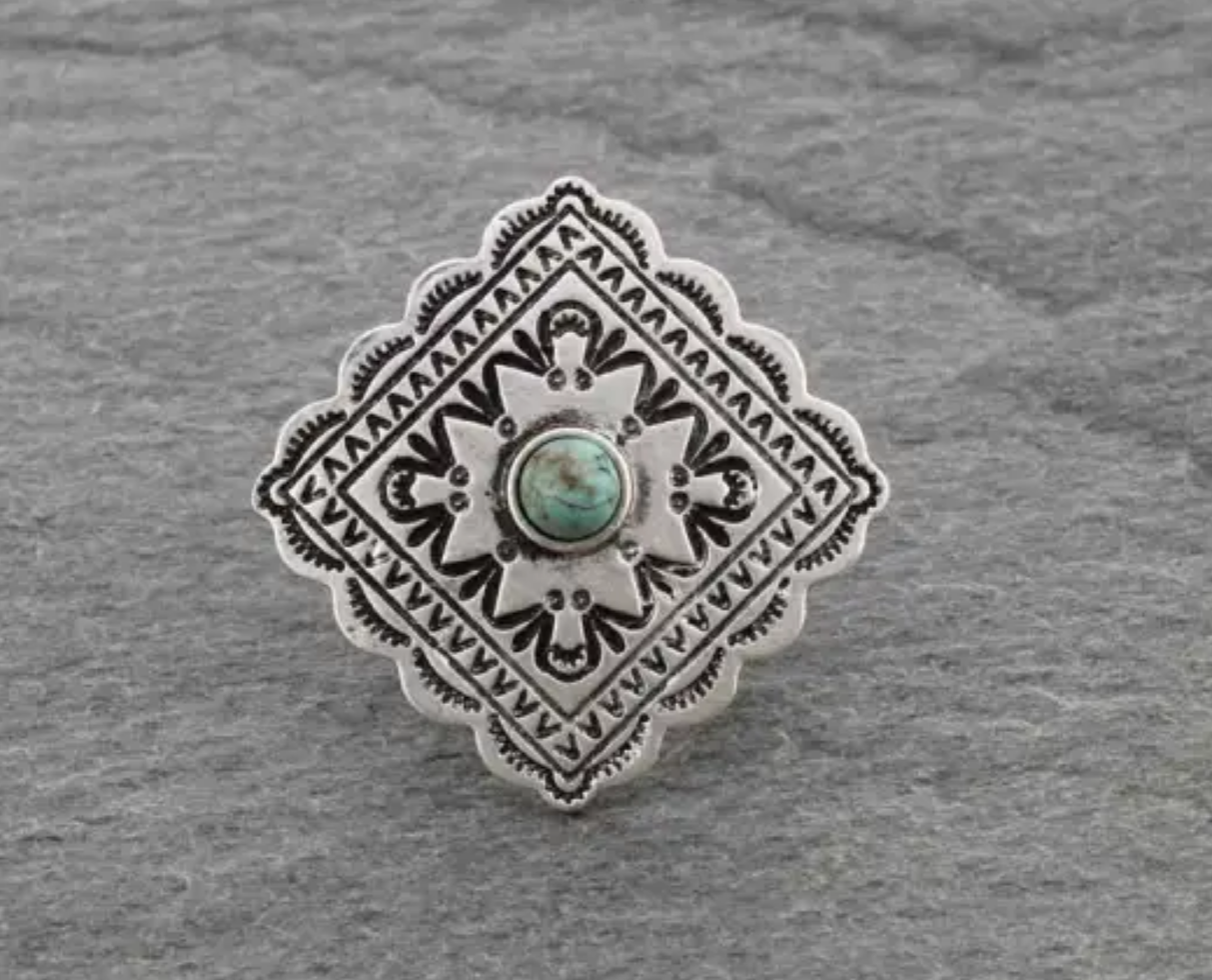 Concho Natural Stone Adjustable Ring