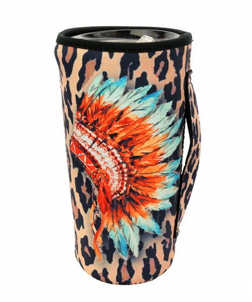 Leopard Indian Style Dress Tumbler Drink Sleeve/Cooler